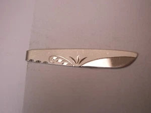 1-13/16" STERLING SILVER Engraved Design Vintage Tie Bar Clip simple plain - Picture 1 of 5