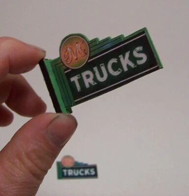 1/24 Scale Diorama Vintage GMC Truck Dealer Neon Looking 2-Sided Sign  - Image 1 of 4