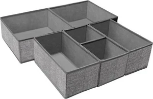 Foldable Underwear Drawer Organizer, Closet Dividers, Storage Box (6, Gray) - Picture 1 of 8