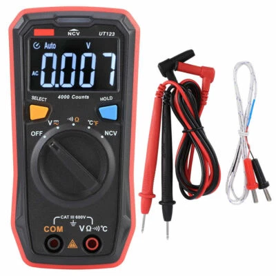 UT123T Digital Multimeter Taschengröße AC/DC 600V NCV Temperatursonde AUTO RANGE - Bild 1 von 4
