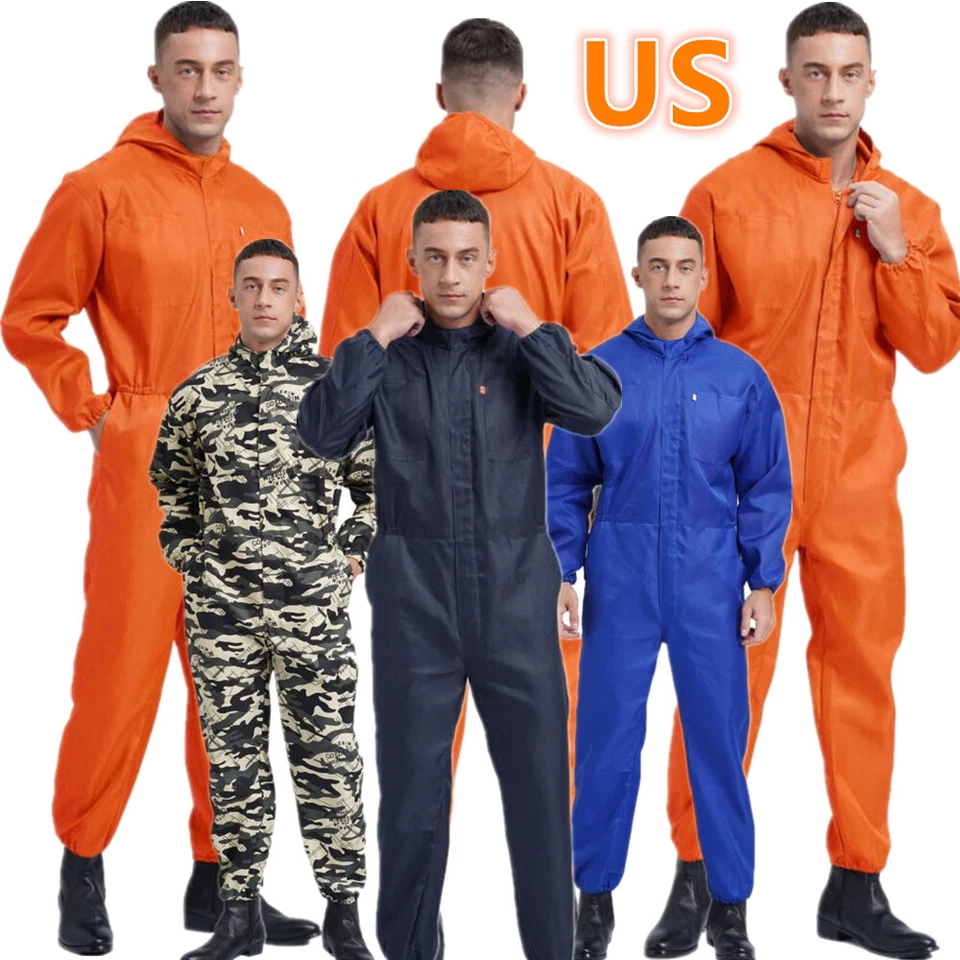 Men's Mechanic Uniforms Long Sleeve Work Overall Jumpsuits Front Zipper Coverall - Image 1 of 4