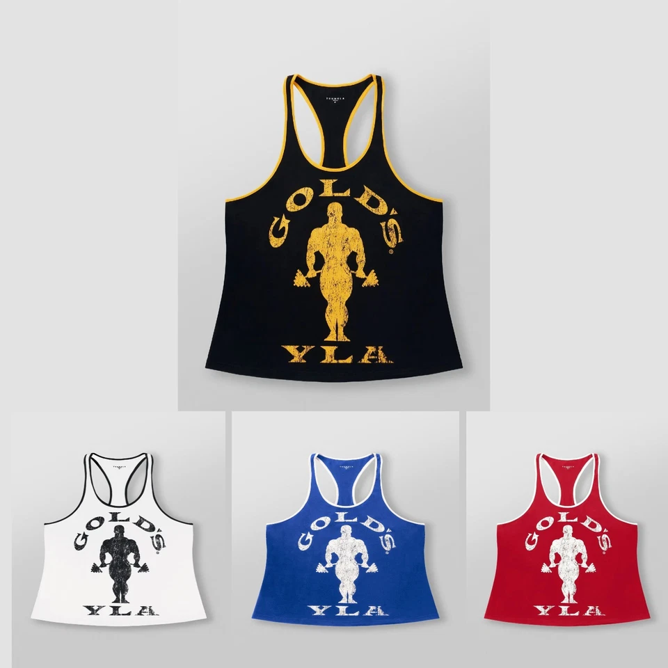 YLA x Gold's Retro Timbre Tanque Músculo Gimnasio Entrenamiento Entrenamiento Levantamiento XL Algodón TODOS LOS COLORES Foto 1 de 1