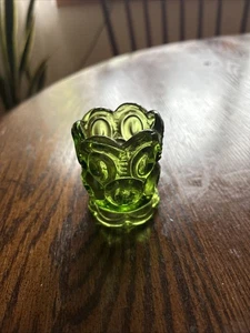 Vintage L.E. Smith Moon & Star Green Glass Toothpick Holder E21 - Picture 1 of 8
