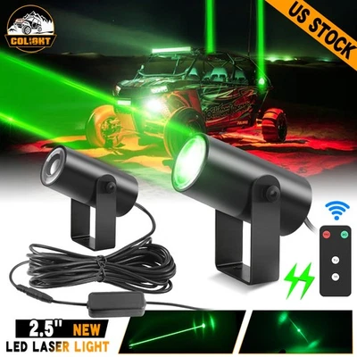 2* Antena de luz LED láser sin látigo verde remoto para ATV UTV Can Am Polaris Foto 1 de 4