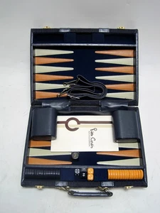 Vintage 1970's Pierre Cardin Backgammon Velvet Attache Case Game Set Blue - Picture 1 of 7
