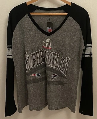 Camisa New England Patriots Gris Super Bowl LI "28 - 3 Juegos" Mujer Talla L - Nueva con Etiquetas Foto 1 de 4