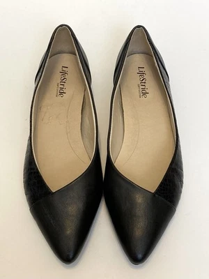 Zapatos sin cordones LifeStride talla 10 negros de cuero sintético para carrera de ballet Foto 1 de 4