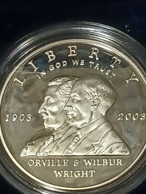 2003 P Silver $1 Dollar First Flight Centennial  Commem Proof Coin COA OG box - Image 1 of 4