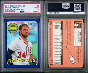 2018 Topps Heritage Chrome Purple Refractor BRYCE HARPER #THC-22 PSA 9 READ - Picture 1 of 1