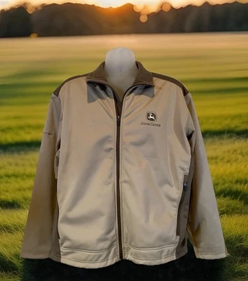 John Deere Fleece Lined Jacket  Large Full Zip Front Pockets Draw String Bottom - Image 1 of 4