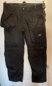 NEW Men Black Snickers 3212 Work Trousers Holster Pockets 058 41W 32L no tag - Picture 1 of 7