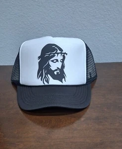Sombrero negro de camionero de malla con cierre a presión de Jesucristo - Imagen 1 de 1