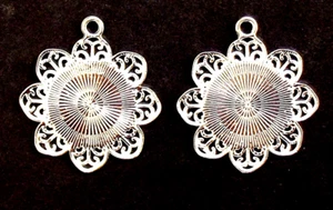 2 x silver tone fits 25mm inner metal cabochons jewellery making photo pendant - Bild 1 von 2