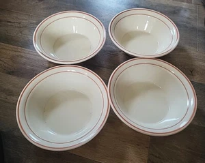 4 Vintage Corelle Corner Stone by Corning Orange Stripe 6 3/4" Soup Cereal Bowls - Picture 1 of 4