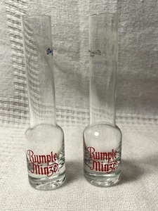 RUMPLE MINZE SCHNAPPS 6" Tall Advertising Shot glass Lot of 2 Vintage NEW EUC* - Picture 1 of 4