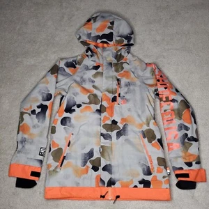DC Shoe Co USA Snowboarding Jacket Youth 14 Large Gray Camo Hood 10k Waterproof - Picture 1 of 16