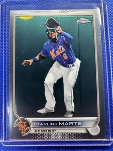 2022 #132 Starling Marte Topps chrome baseball New York Mets - Photo 1/2