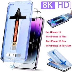 For iPhone 16 Pro Max 16 Plus 16 Tempered Glass Screen Protector Auto Alignment - Picture 1 of 16