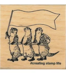 Otter wood mounted rubber stamp Kodomono Kao - Picture 1 of 5