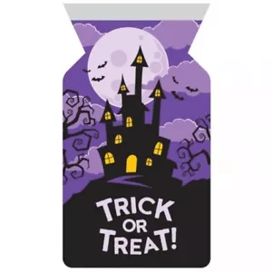Halloween Haunted House Shaped Cello Bags w/Zipper 12 Per Pack 5" x 9" Plastic - Picture 1 of 1