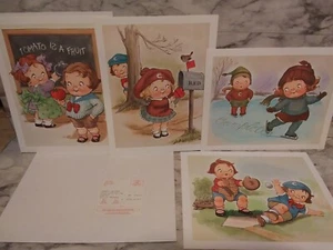 4 Campbell Soup Kids Seasons Mail Away Prints Skating Valentine Baseball School - Picture 1 of 6