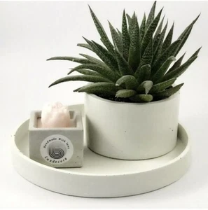 Nordic Round Pastel White Concrete Vanity Tray Decorative Trays Dish Luxdecor6 - Picture 1 of 4