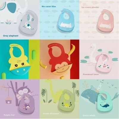 Cute Infant Kids Apron Pick food Pocket Baby Soft Silicone Bibs Feeding - image 1 of 4