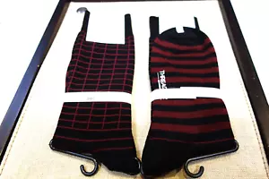 Threadjar Mid Calf socks Black Cherry Red Box Stripe Footbed - Picture 1 of 1