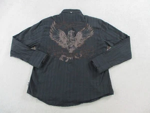 Fender Shirt Men Extra Large Black Embroidered Flip Cuff Contrast Trim Button Up - Picture 1 of 10