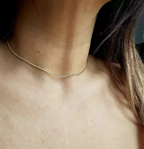 DAINTY TENNIS Choker Gold Plated Tiny 1mm Sparkly CZ Best Christmas Gift Women - Picture 1 of 11