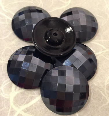BB76 Vintage Alemán Cristal Botones 30mm Redondo Hematita Facetado Cóncavo Espalda (6) Foto 1 de 2