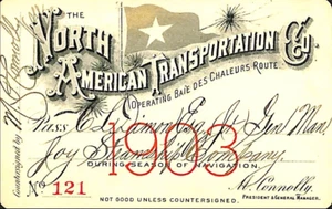 1903 - The North American Transportation Co. - Steamship Annual Pass - Picture 1 of 2