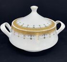 Pegasus Fine Porcelain Casserole Dish W / Lid Gold Ornate Design Trim - 1.5 Qt/L