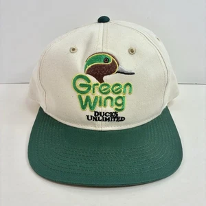 Vintage Ducks Unlimited Mütze Snapback Cap Herren Einheitsgröße weiß grün grün Flügel - Bild 1 von 10