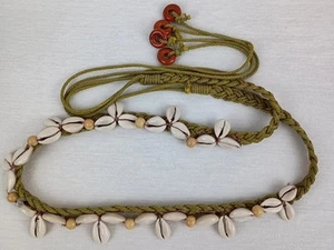 Cowrie Shell Beaded Tie Belt Size Small Womens Boho Festival 50" Length - Picture 1 of 12