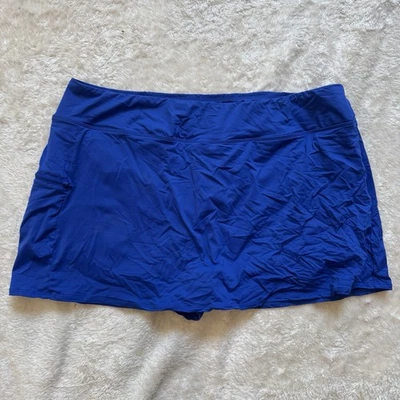 Beach House Womens Solid Blue Swim Skirt Bottom Attached Shorts Size 22W Pockets - Image 1 of 4