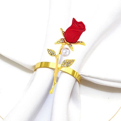  3 Pcs Anello Portatovagliolo Tovaglioli Da Tavola Anelli Di Floreali - Immagine 1 di 4