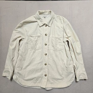 Madewell Camicia Velluto a coste Giacca Donna Media Panna Shacket Bottone Oversize - Foto 1 di 9