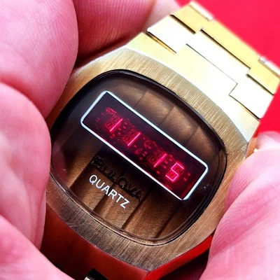 Bulova LCD Reloj de Cuarzo Estado Sólido Esfera Estilo Ojo de Tigre N6 2604.10 Para Hombres Foto 1 de 4