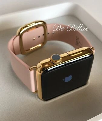 24K Gold Plated 42MM Apple Watch SERIES 2 ROSE Modern Leather Buckle Small/M - Image 1 of 4
