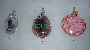 Handcrafted Wire Wrapped Natural Stone Pendant PICK ONE Jaspers and Agates - Picture 1 of 3