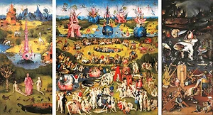 Hieronymus Bosch "Garden of Earthly Delights" on Canvas Giclee 79x43 SUPERB!!! - Picture 1 of 5