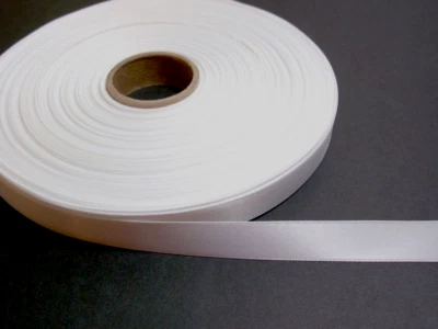 Schiff White Single-Face Satin Ribbon 5/8 inch wide x 9 yards Polyester B24 - Image 1 of 3
