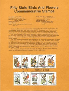 #8210-14 Birds & Flowers Stamps - Scott #1953-2002  -  Set of 5 - Souvenir Pages - Picture 1 of 1
