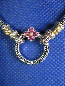 BARBARA BIXBY CIRCLE RING CONNECTOR FLOWER PINK GARNET NECKLACE CHAIN ACCESSORY 
