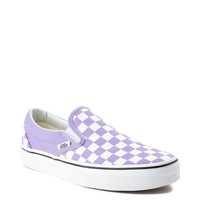 lilac and white checkered vans
