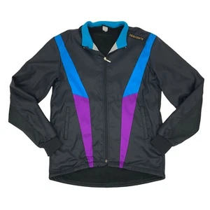Vintage Descente Ski Jacket Womens XL Black Nylon Fleece Lined Waterproof *READ - Picture 1 of 9