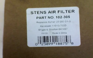 Filtro de aire Kohler Stens 102-305 25 083 01-S (B6) - Imagen 1 de 4