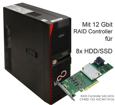Server FSC TX1320 M3 D3307-A13 DDR4 12 GBit 8X RAID Controller D3373-B12-GS3 TX1 - Image 1 of 4