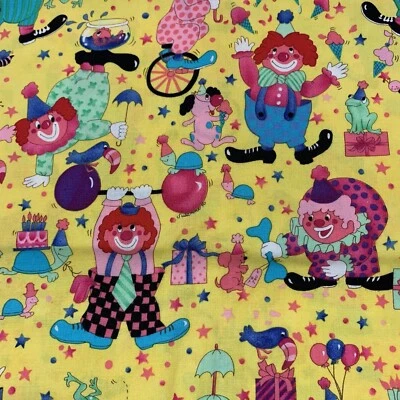 Vtg 1998 "Bozo" Clown Circus Fabric By Timeless Treasures For Hi-Fashion 2 Yds - Image 1 of 4
